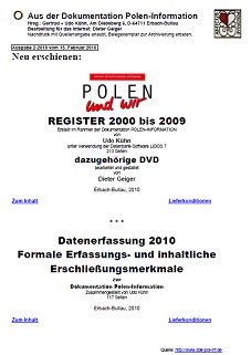 Kolumne 2010: Februar: POLEN und wir - Register 2000 bis 2009; Datenerfassung 2010